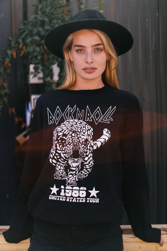 Rock and Roll Tiger Graphic Sweatshirt