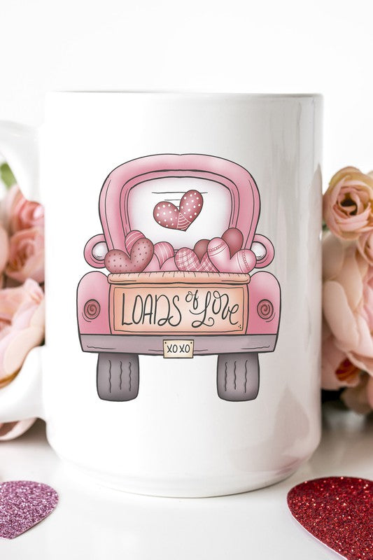 Loads of Love Pink Valentines Day Truck Cup