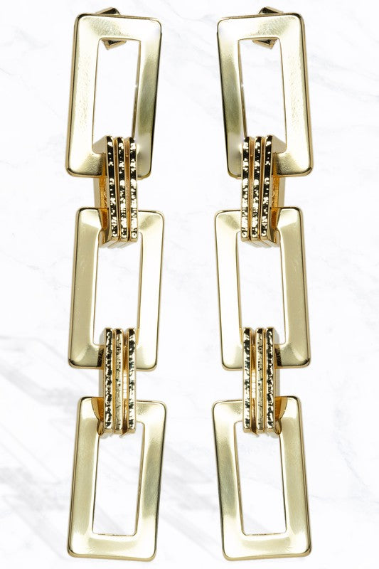 Rectangle Chain Drop Earrings