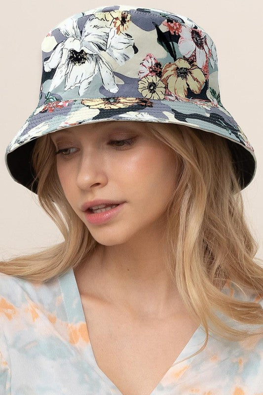 Reversible Rain Camo Floral Print Bucket Hat