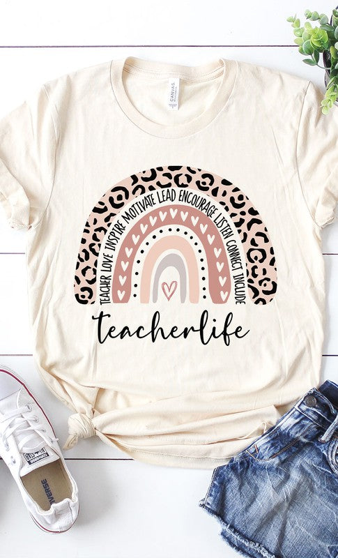 Camiseta gráfica Teacher Life Rainbow