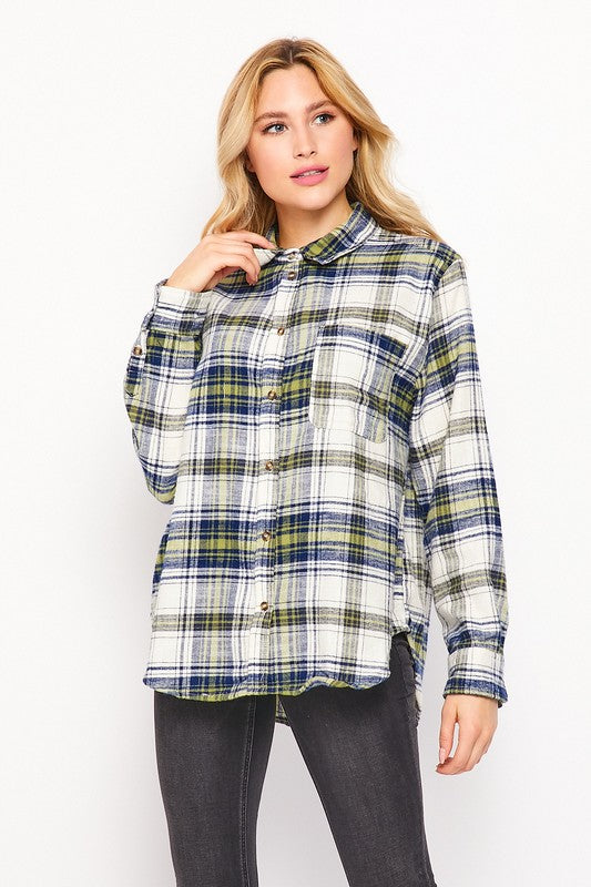 Plaid Casual Flannel Top