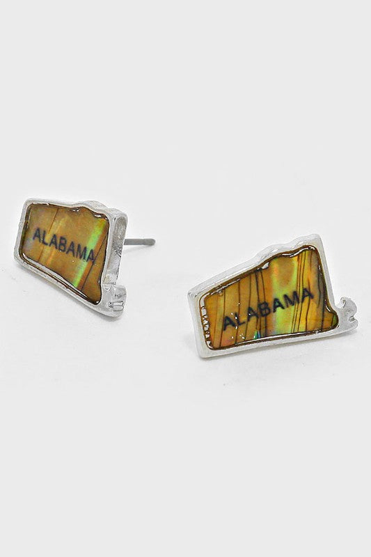 State Map Abalone Stud Earrings