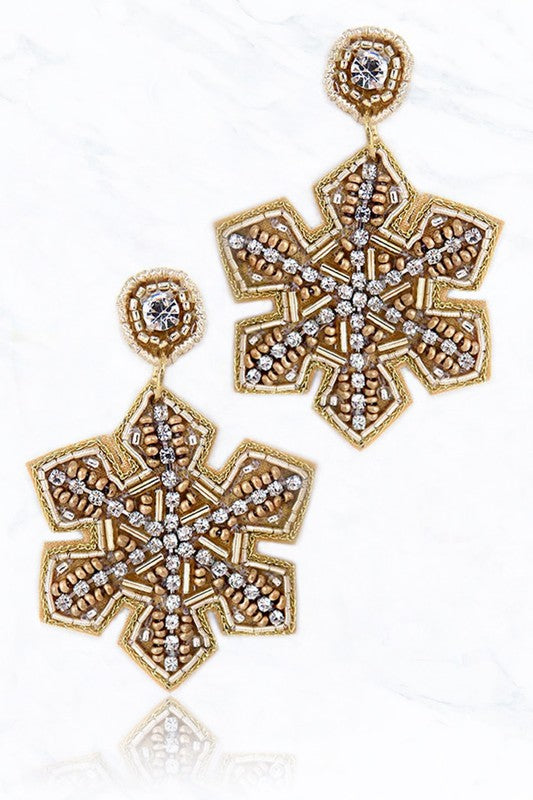 Beaded Snowflake Earrings