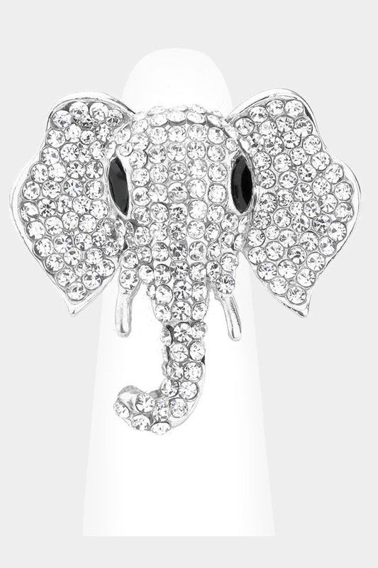 Stone Embellished Elephant Stretch Ring