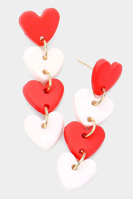 Heart Polymer Clay Link Dangle Earrings
