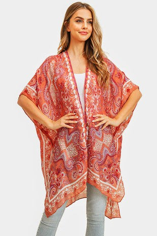 Bohemian Patterned Cover Up Kimono Poncho