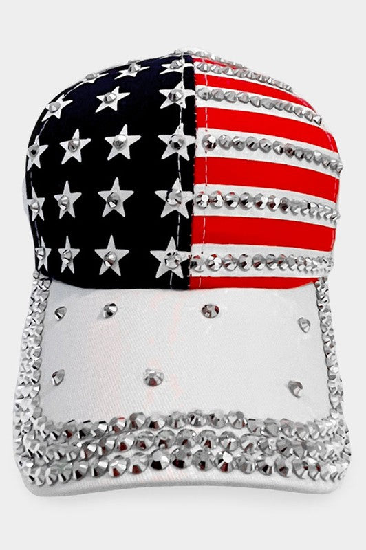 Gorra de béisbol con tachuelas de la bandera estadounidense de EE. UU.