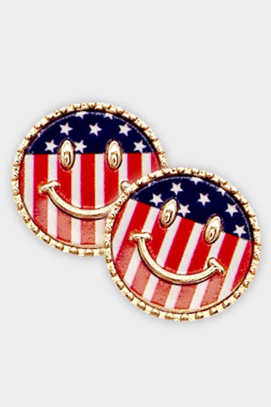 American USA Flag Smile Stud Earrings