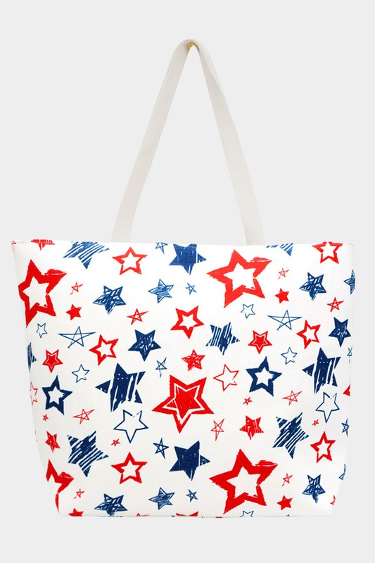 American USA Flag Star Patterned Beach Tote Bag