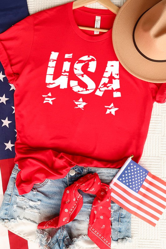 Camiseta estampada con estrellas de EE. UU. desgastadas 
