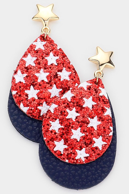 American USA Flag Teardrop Dangle Earrings