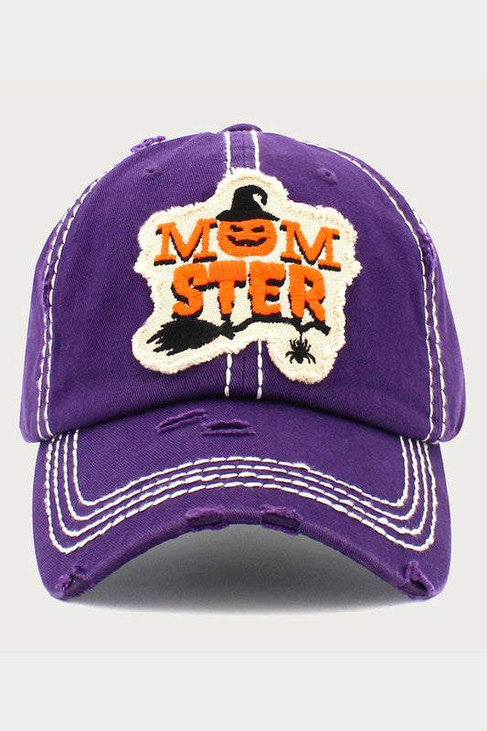 Halloween Theme MOMSTER Patch Vintage Baseball Cap
