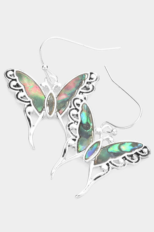 Abalone Butterfly Dangle Earrings