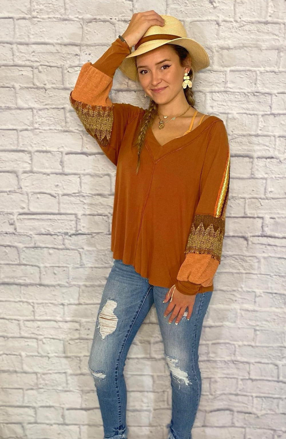 Long Sleeve Relaxed Fit Top w/Balloon Sleeves