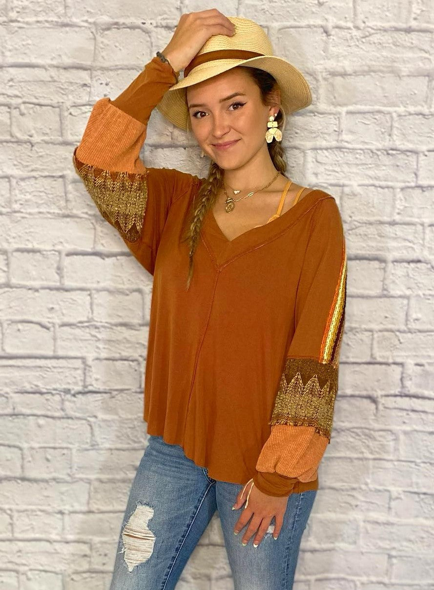 Long Sleeve Relaxed Fit Top w/Balloon Sleeves