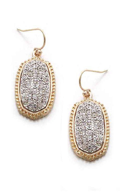 28mm Worn Oval Casting Earrings with Crystal Stones
