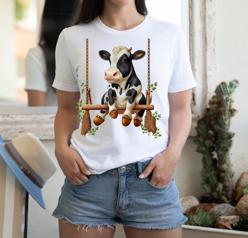 Dairy Cow on a Swing Graphic Tee