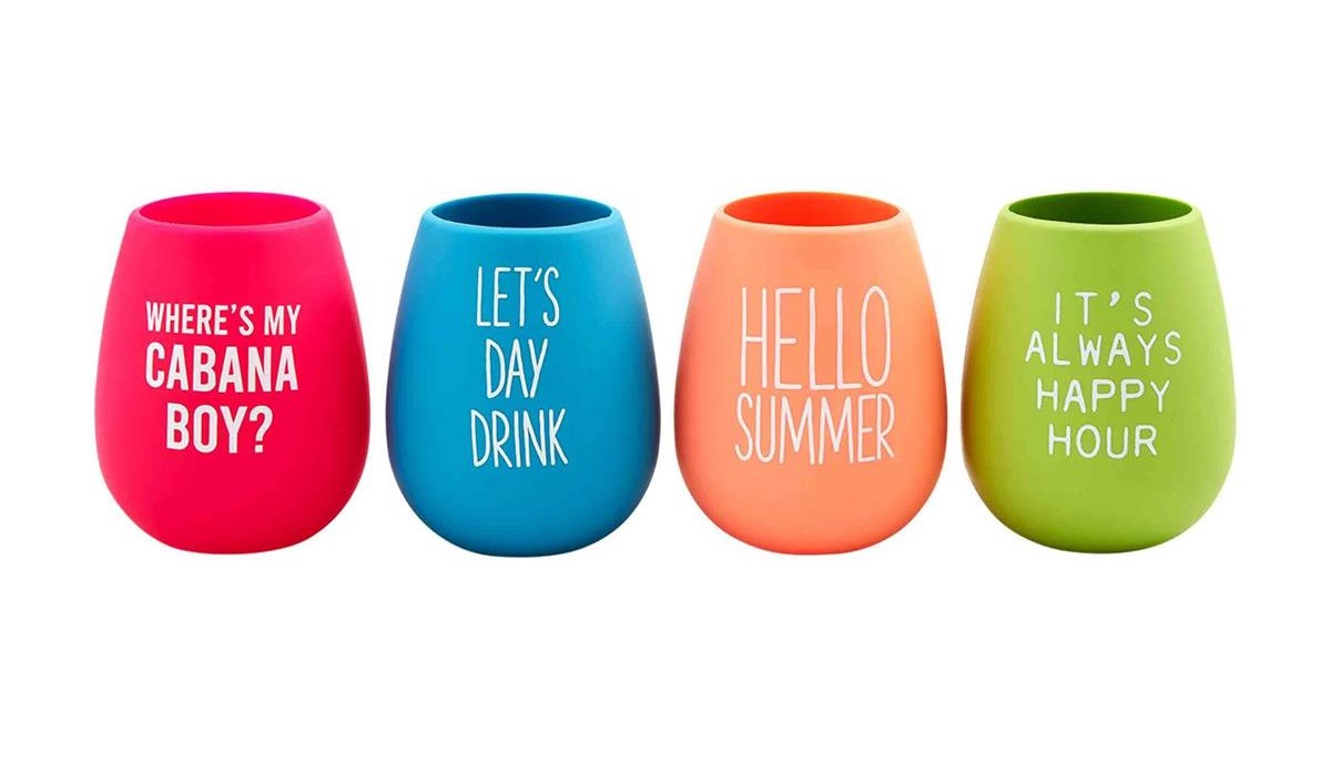 Set of Four Silicone Stemless Wine Cups