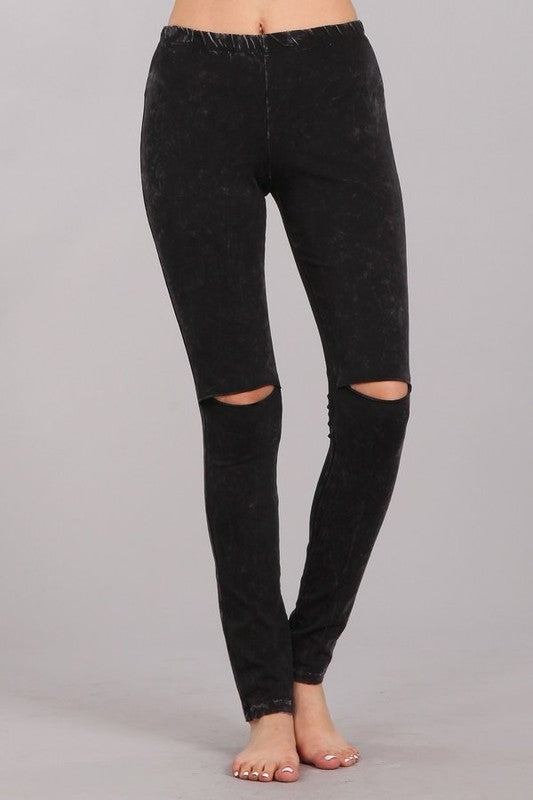 Mineral Washed Legging with Knee Slits