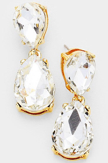 Crystal Double Teardrop Evening Earrings