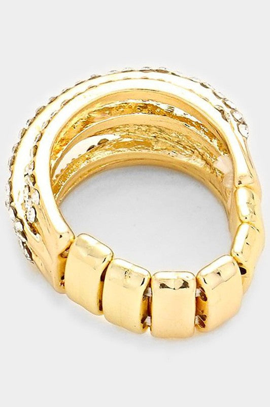 Twisted crystal rhinestone stretch ring