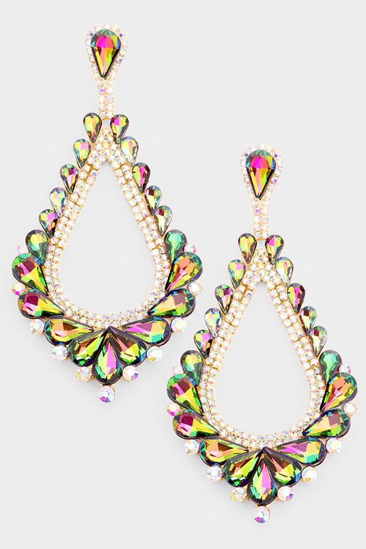 Oversized Cut Out Teardrop Evening Earrings