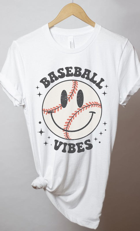 Camiseta con estampado retro de Baseball Vibes Smiley