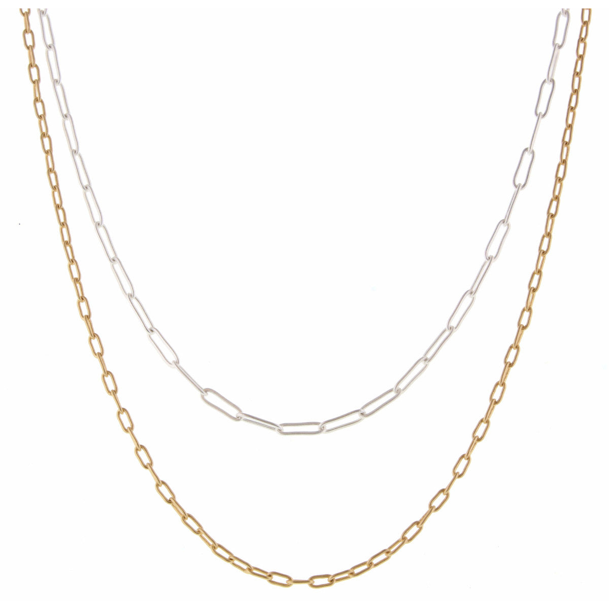 16", 18" 2 Layer 2-Tone Chain Link Necklace