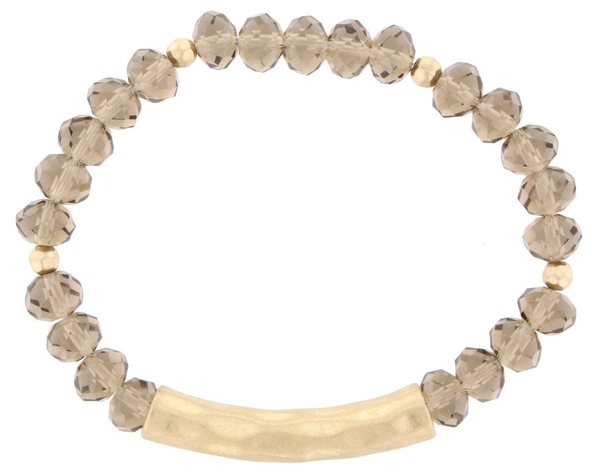 Faceted Beads with Hammered Worn Gold Bar - Debs Boutique  LLC