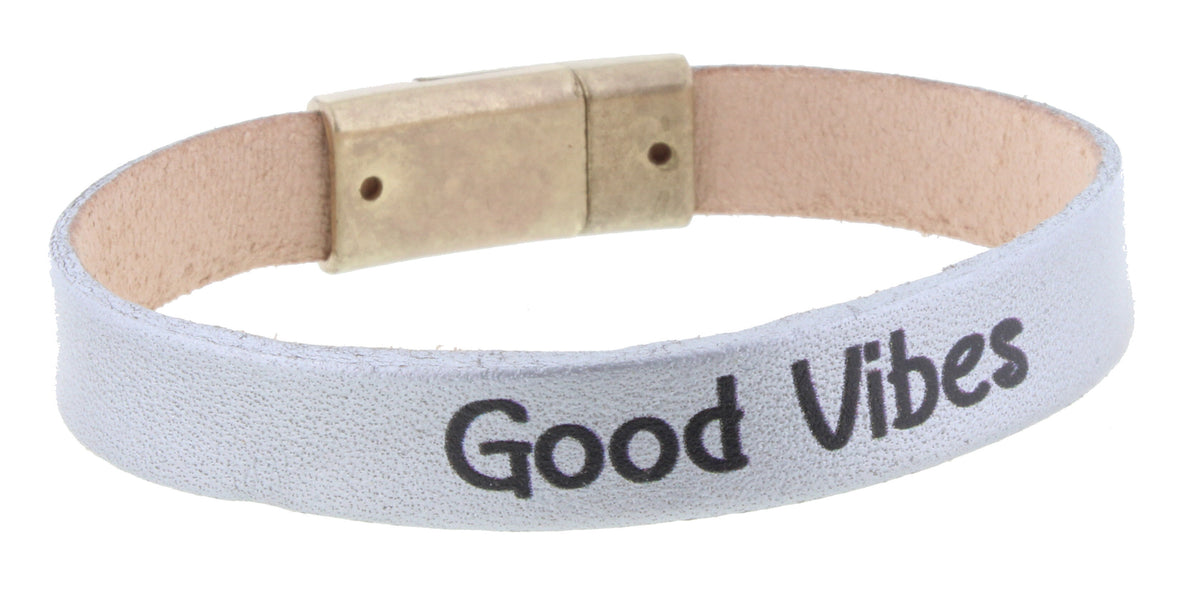 Leather Magnetic Bracelet with Saying