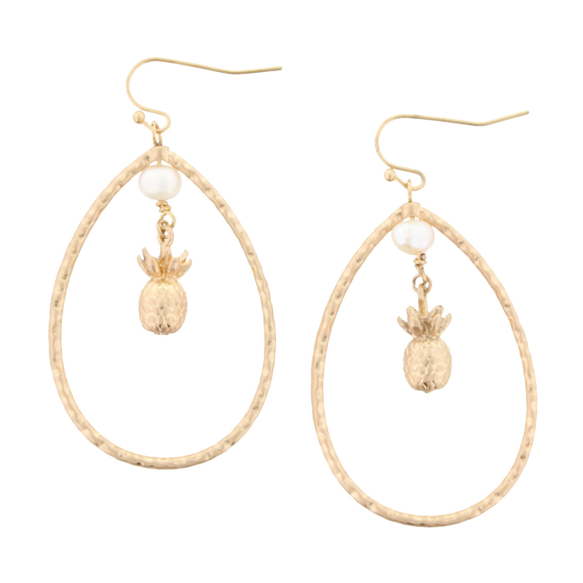 Oval with Pearl & Pineapple Earrings
