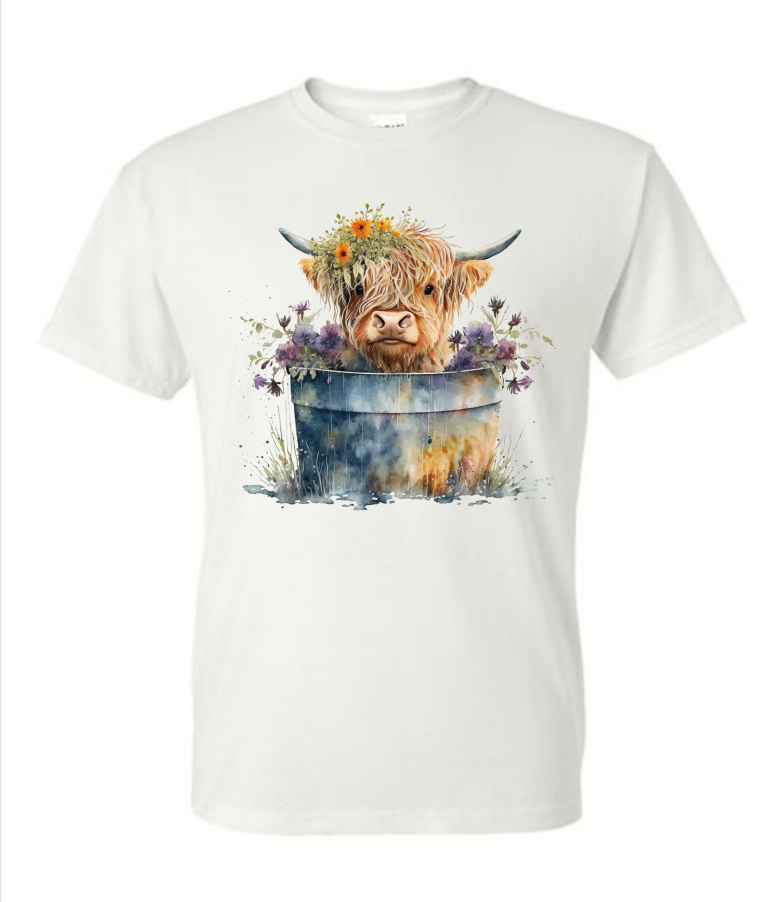 Highland Cow in Bucket Graphic Tee