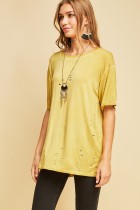 Scooped Neck Oversized Tee w/Hole Cutouts