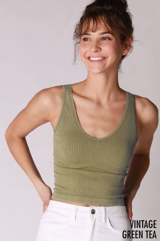Solid Tank Top Cropped Rib Top