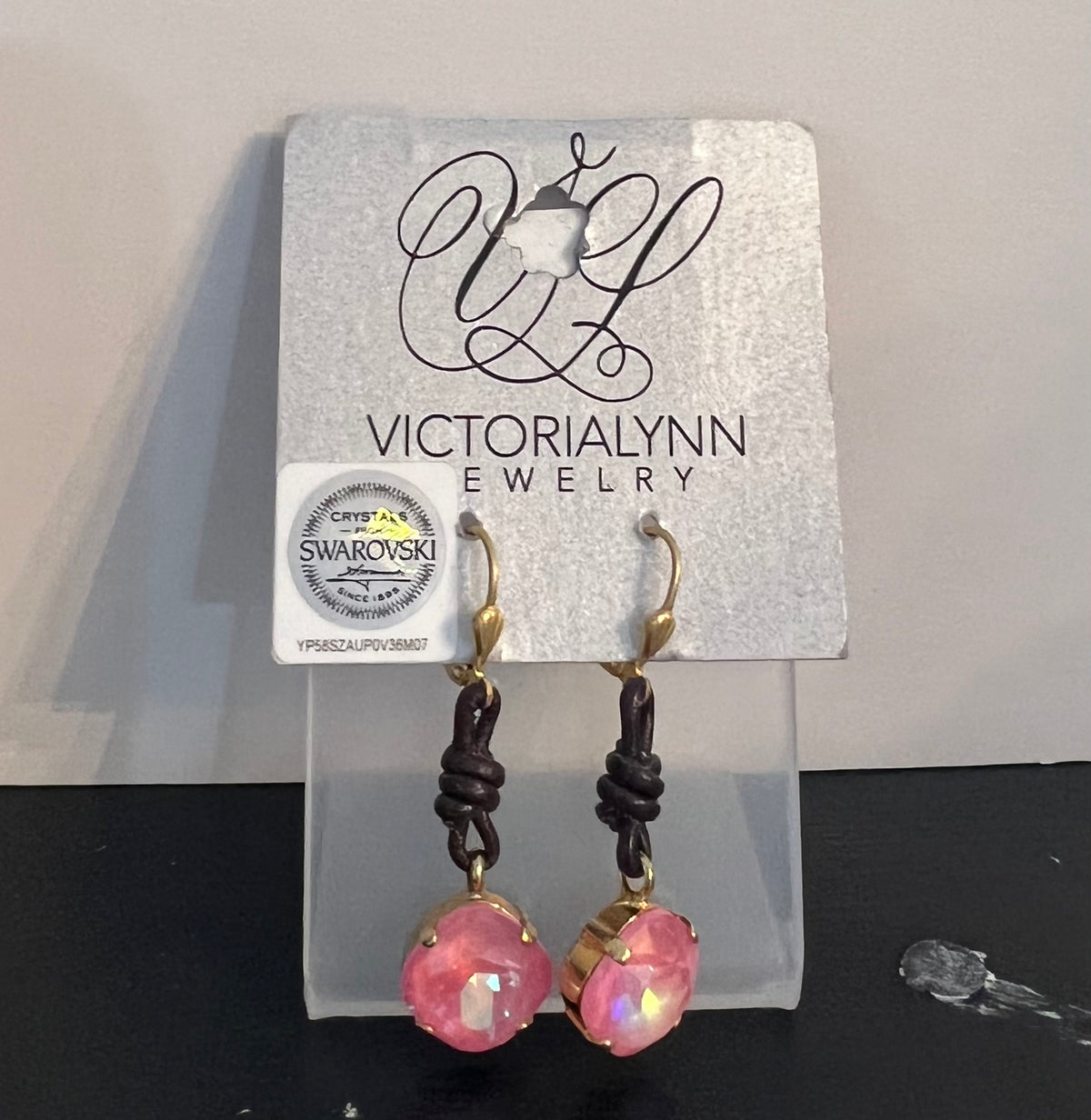Coral Stone and Leather Wrap Earrings