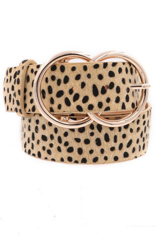 Cheetah Print Metal Ring Buckle Belt