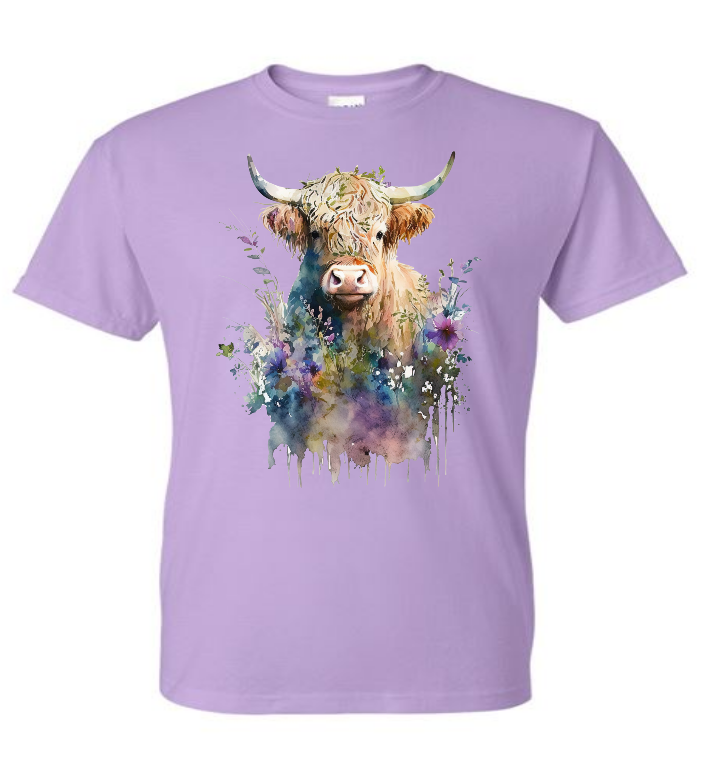 Highland Cow Flowers Graphic Tee