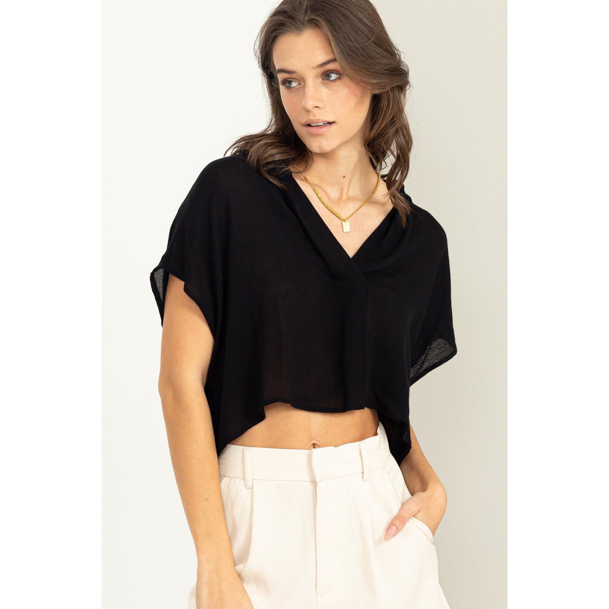 Lovely Time Placket Crop Top