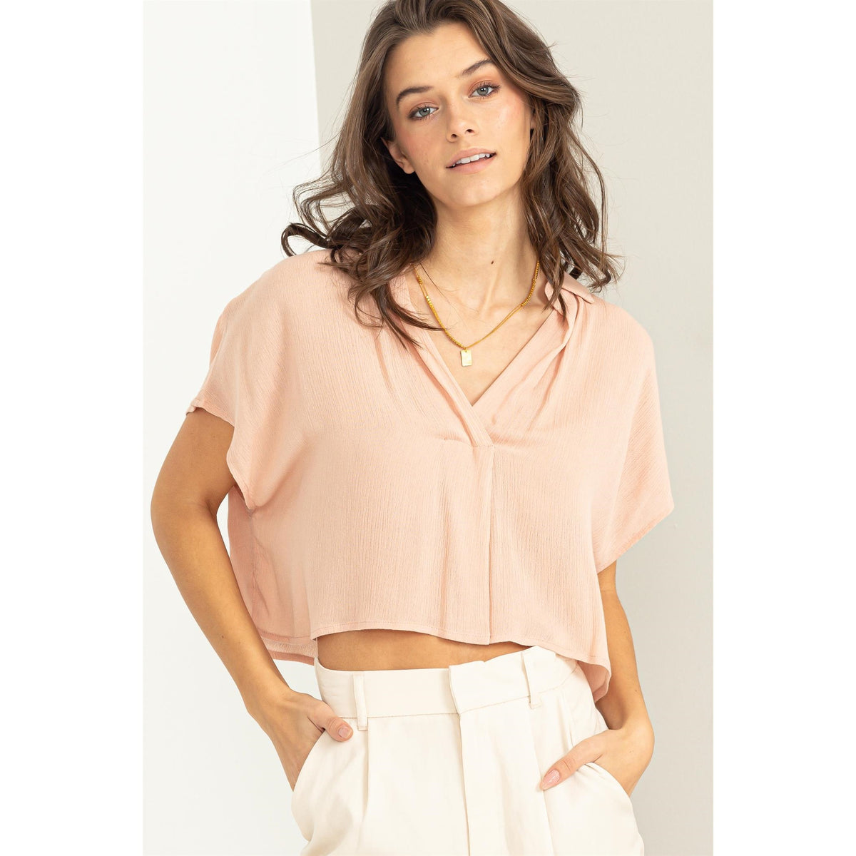 Lovely Time Placket Crop Top