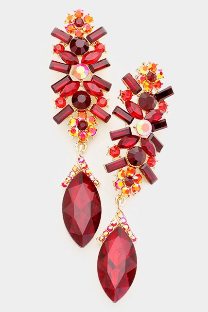 Marquise Glass Crystal Drop Evening Earrings