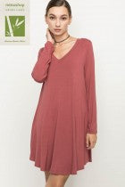 Bamboo Fabric Long Sleeve Pocket Knit Dress