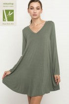 Bamboo Fabric Long Sleeve Pocket Knit Dress